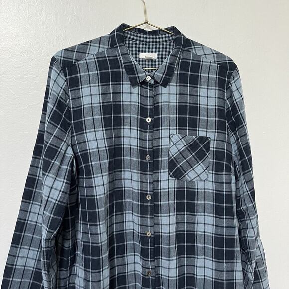 J. Jill 2-Ply Gauze Plaid Button Tunic Shirt Size L Lightweight Western Barn - Picture 3 of 8